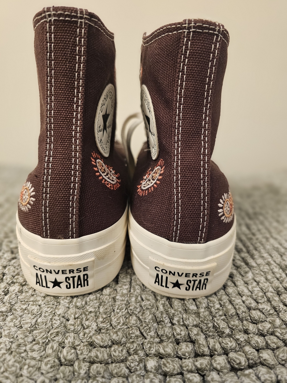 Converse Chuck Taylor High-Top Sneakers With Embroidered Paisley Accents-Brown - Picture 4 of 7